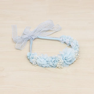 Lili flower headband, dried blue flower and ribbons