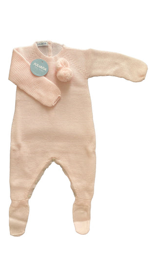 Knit Romper One Piece with Leggings - Baby Pink