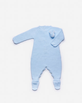 Knit Romper One Piece with Leggings - Baby Blu 6/9months