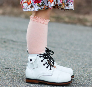 Peach Lace Top socks