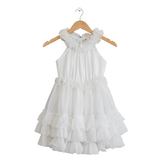 DOLLY RUFFLED CHIFFON DANCE DRESS OFF-WHITE