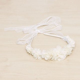 Lili flower headband, dried  ivory flowers and ribbons