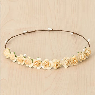 Crown with reversible floral headdress in ivory