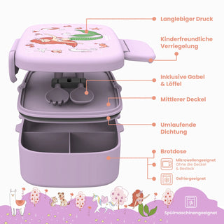 Children's lunch box with compartments, light and leak-proof - mermaid
