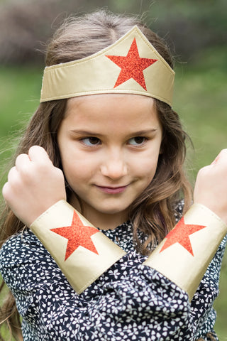Superhero girl headband with wristlets