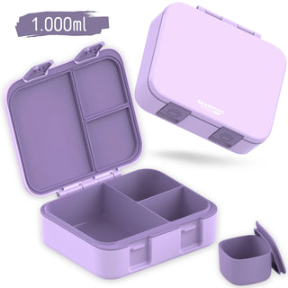 Lunch box with compartments, lightweight & leak-proof - purple