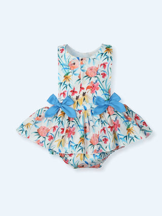 Floral romper with bows