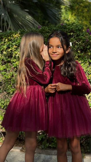 Bordeaux Festive Dress with Bow