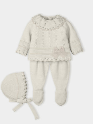 Baby knitted 3 piece outfit Natural
