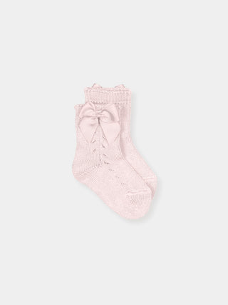 ankle socks with bow pink