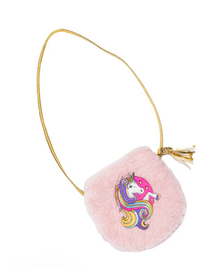 Fluffy pink unicorn bag