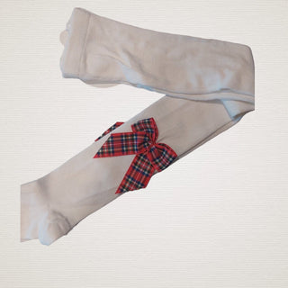 Plain tights with Tartan Bow