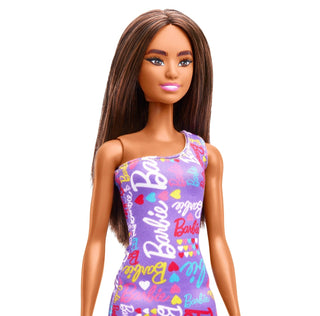 Barbie doll summer dress with brown straight hair