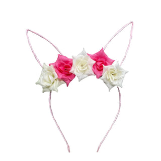 Bunny ears headband with flowers Pink Mix