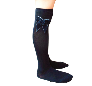 High black socks with velvet bow