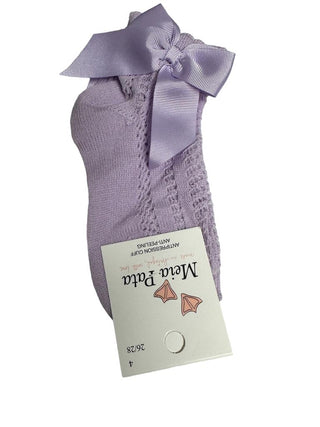 Short socks with grossgrain side bow lilac