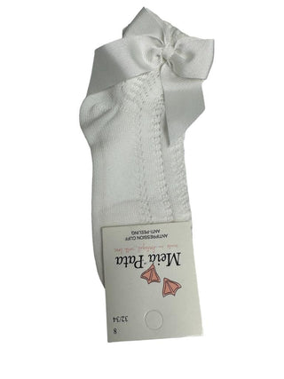 Short Socks Grossgrain Side Bow White