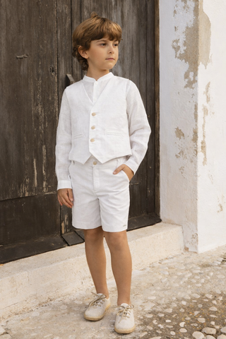 Niseret Waistcoat White Linen