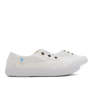 White laceless trainers 100% cotton
