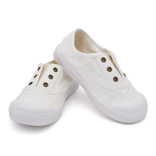 White laceless trainers 100% cotton