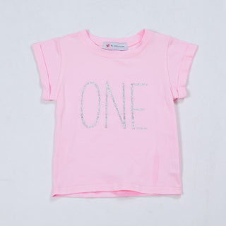 T-shirt compleanno rosa bambina 1 anno
