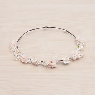 Floral Hair wreath with blush pink flowers