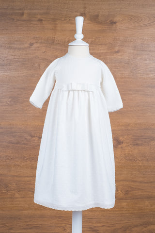 Long Christening Gown with Plumetti Detail