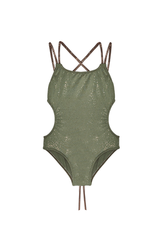 Green creta ribbon swimsuit