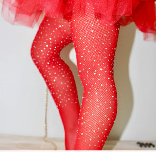 Rhinestone tights in red