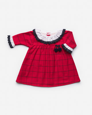 Fabric Tartan Dress - Red / Navy