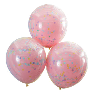 Palloncini coriandoli rosa e arcobaleno a doppio strato 