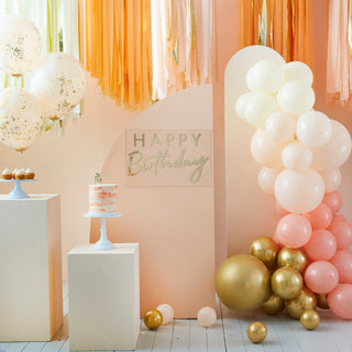 Double Layered Peach and Gold Glitter Confetti Balloons