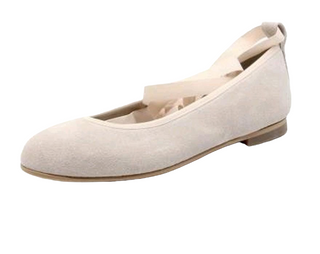 Ivory Suede Ballerina Shoes with ribbon