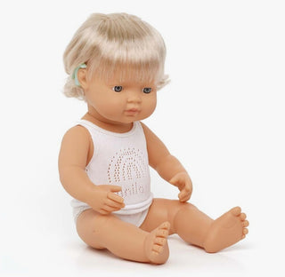 Baby doll Caucasian Girl with hearing aid 15"