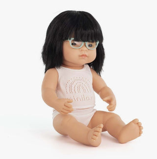 Baby Doll Asian Girl with Glasses 15"