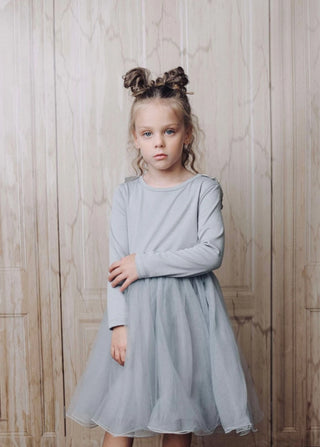 Dolly by Le Petit Tom- Butterfly Wings Tutu Dress Silver Grey