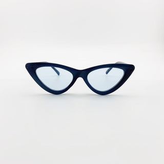 Occhiali da sole a occhi di gatto neri con lenti blu – Times Like