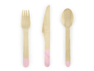Wooden Cutlery, light pink