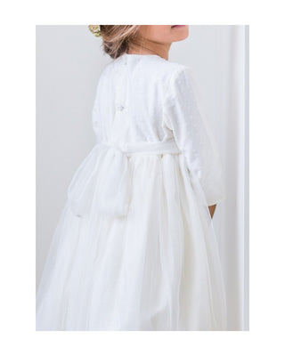 42. White Plumetti with tulle communion dress
